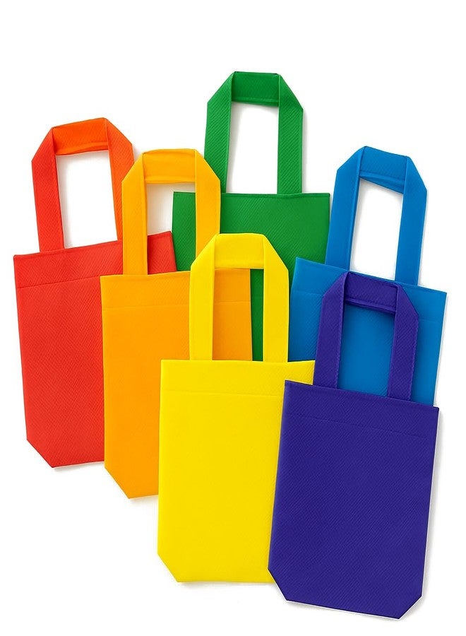 AoneFun Mini Tote Bag - Party Favor Bags for Kids Birthday Mini Gift Bags with Handles Bulk Small Reusable Treat Party Favor Tote Packs Rainbow Colors Non Woven 6" (With Handles 9.5") - Image 1